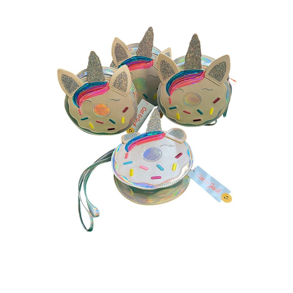 NWT Cat & Jack Iridescent Unicorn Donut Crossbody Bag - Holographic